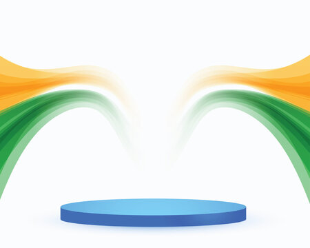 stylish indian flag with 3d podium platform for republic day
