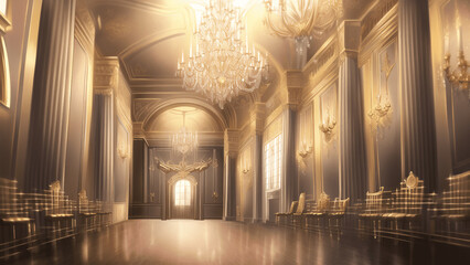 アニメ調の黄金の世界系背景イラスト(AI generated image)