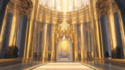 アニメ調の黄金の世界系背景イラスト(AI generated image)