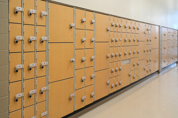 close up on lockers in the school