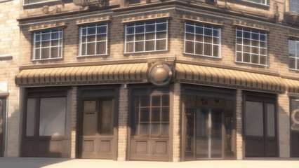 Obraz premium アニメ調のスチームパンク系背景イラスト(AI generated image)