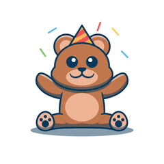 Cute bear mascot celebrating birthdays vector illustration