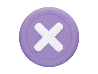 cross mark with 3d vector icon cartoon minimal style
