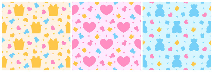 Happy Valentine's Day Seamless Pattern Design with Decoration in Template Hand Drawn Cartoon Flat Illustration