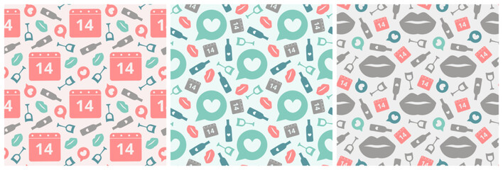 Happy Valentine's Day Seamless Pattern Design with Decoration in Template Hand Drawn Cartoon Flat Illustration