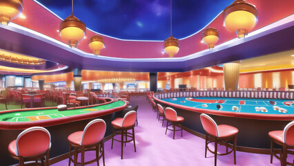 アニメ調のリゾート系背景イラスト(AI generated image)