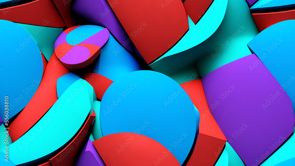 Aufkleber abstract, modern wallpaper with colorful 3d shapes. add a pop of color to your space with this abstr