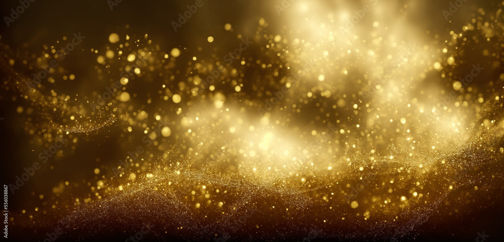 Poster stunning gold glitter particle background, a touch of luxury and glamour. sparkling particles add a 