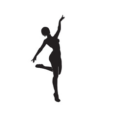 Fototapeta na wymiar Cartoon silhouette of young female dancer vector isolated.