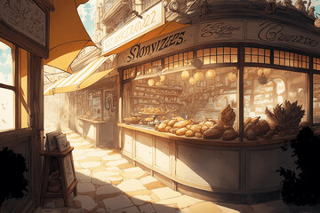 Obraz premium 美麗な街系背景イラスト(AI generated image)