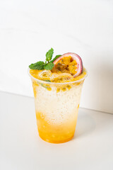 passion fruit mango mojito in glass
