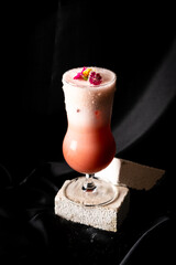 cocktail - infused vodka with strawberry , infused sweet Vermont with chocolate, white egg, syrup,...