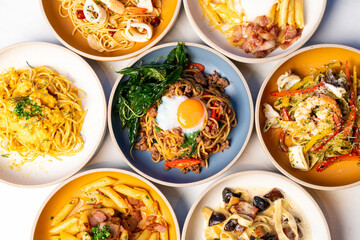 spaghetti with spicy basil beef and egg