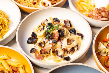 fettuccine truffle mushroom on plate