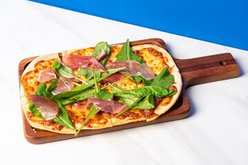 tart flambe parma ham and rocket pizza