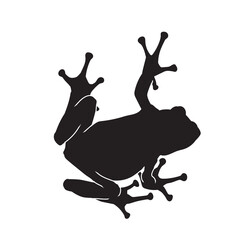 Frog black isolated silhouette on white background. Amphibian Vector illustration.