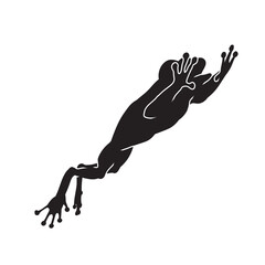 Frog black isolated silhouette on white background. Amphibian Vector illustration.