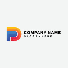 initial p symbol logo vector gradient colorful