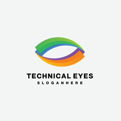 gradient technical eyes design icon illustration