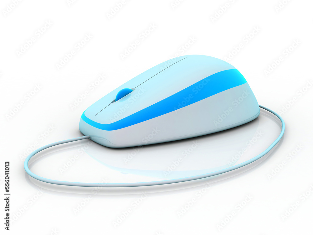 Poster 3d rendering new computer mouse