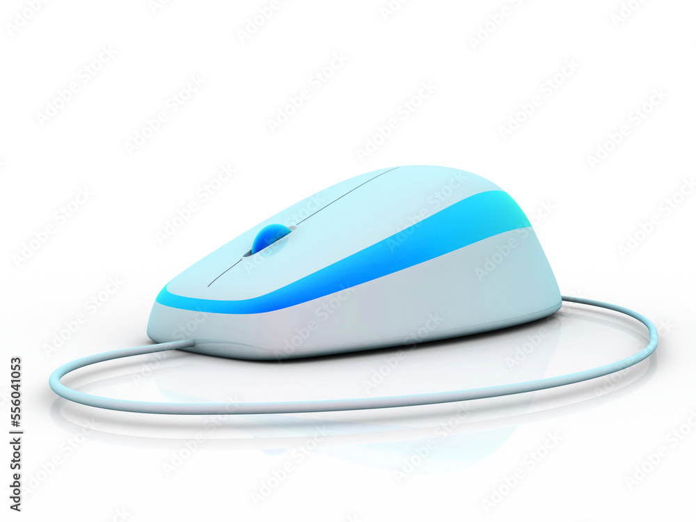 Poster 3d rendering new computer mouse

