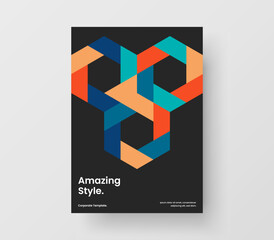 Trendy geometric hexagons journal cover concept. Creative corporate brochure A4 vector design illustration.