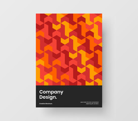Unique geometric shapes booklet illustration. Multicolored company cover A4 design vector concept.