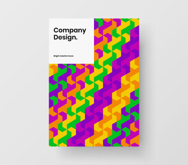 Unique corporate brochure A4 design vector template. Modern geometric shapes annual report illustration.