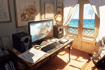 美麗な家系背景イラスト(AI generated image)