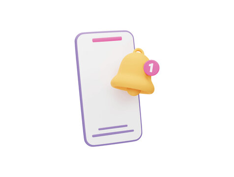 notification message bell icon with 3d vector icon cartoon minimal style