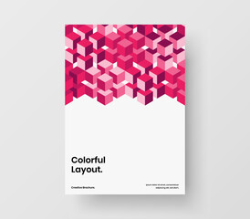 Creative annual report A4 vector design concept. Trendy mosaic tiles journal cover illustration.