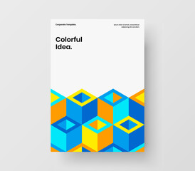 Unique geometric pattern flyer illustration. Multicolored banner vector design layout.