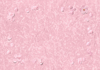 砂子雲龍の模様がきれいな桜色和紙と、舞い散る桜の花