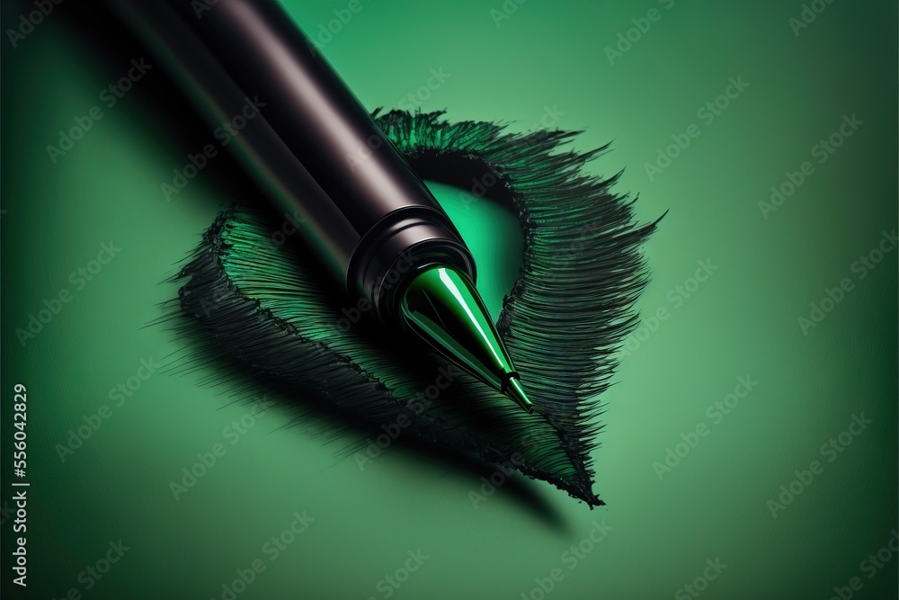 Poster a green pen with a black tip on a green background with a green background and a green background wi
