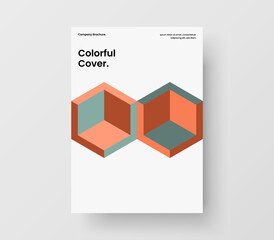 Fresh annual report design vector concept. Simple geometric shapes front page template.