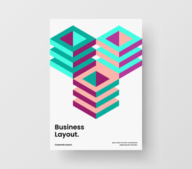 Unique magazine cover A4 vector design layout. Modern mosaic hexagons corporate brochure concept.