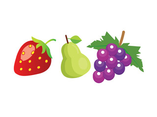 Cartoon fruits vector Clipart collection. Fruit icons isolated on white Background.Fruts seamless pattern. Vector illustration.