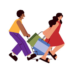 couple and shopping bags