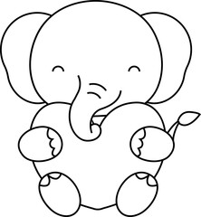 Elephant cartoon animal with heart outline
for love valentine day
clipart png illustartion