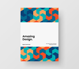 Original geometric tiles leaflet template. Clean brochure A4 design vector concept.