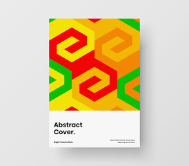 Fresh postcard design vector template. Modern geometric tiles corporate brochure concept.