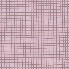 Hand drawn graph paper in lilac. Uneven vertical and horizontal crisscross lines seamless pattern. For textile, wrapping paper, wallpaper, stationery and packaging design