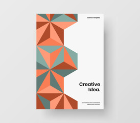 Original company identity A4 vector design concept. Trendy geometric tiles magazine cover template.