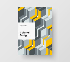 Vivid geometric tiles banner illustration. Isolated annual report design vector layout.