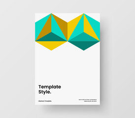 Premium booklet vector design concept. Bright mosaic shapes book cover illustration.