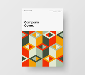 Creative leaflet A4 design vector template. Minimalistic geometric shapes company identity layout.