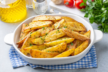 Baked spiced potatoes look delicious.
