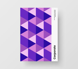 Vivid geometric tiles corporate cover template. Clean postcard design vector illustration.