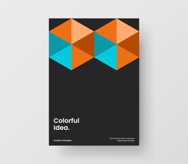 Premium poster A4 vector design concept. Vivid geometric tiles presentation layout.
