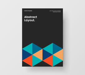 Clean handbill design vector concept. Bright geometric tiles banner layout.
